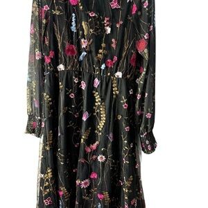 Floral Embroidered Black Dress